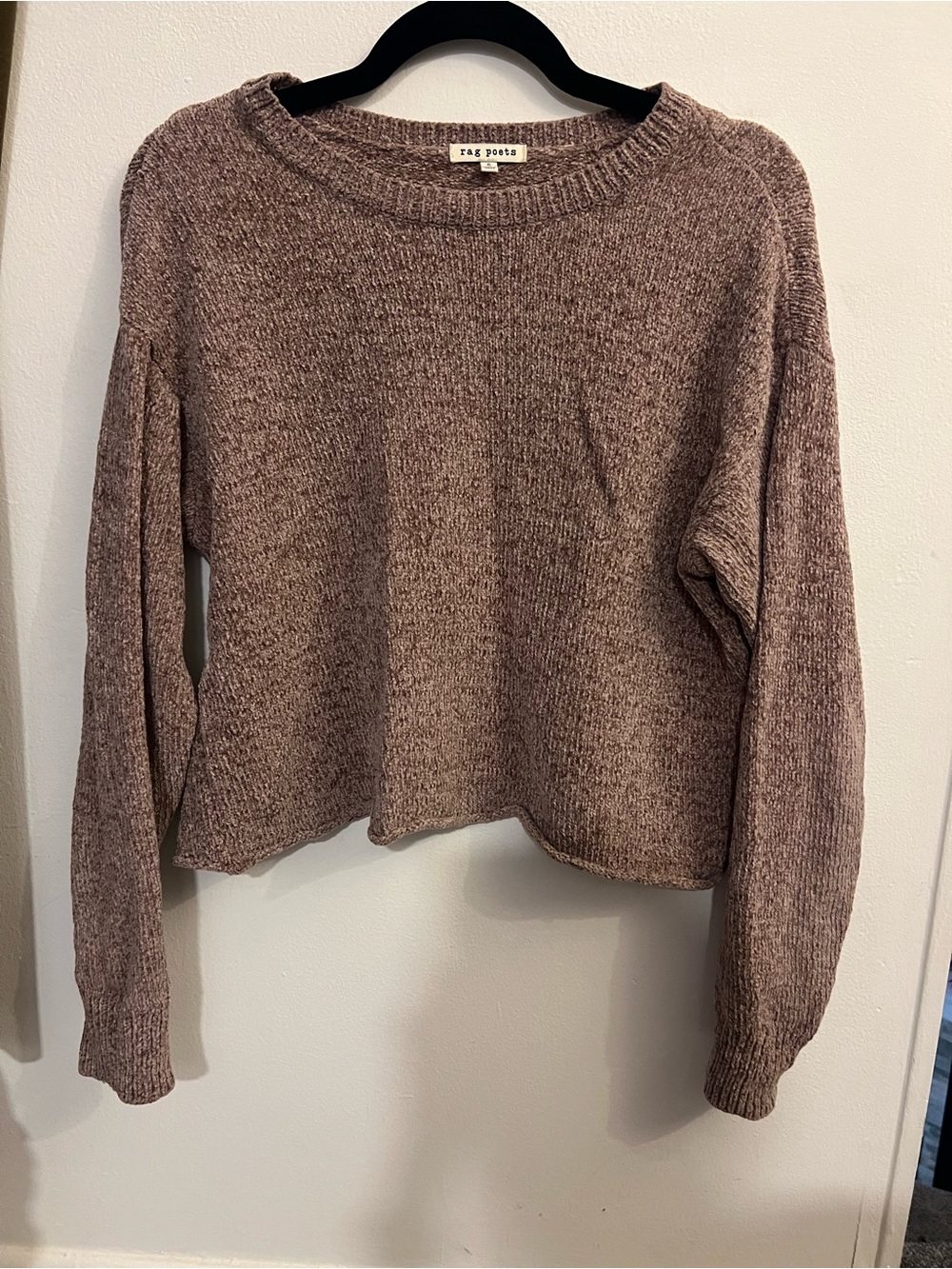 Cropped Crewneck Sweater in Mauve